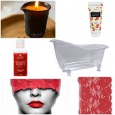 KIT BODY LOVE NAMORADOS (HIDRATANTE + OLEO CORPORAL + VELA DE MASSAGEM + VENDA TAPA OLHOS)