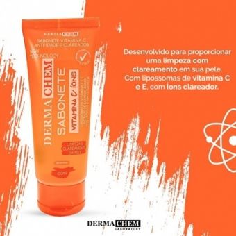 Sabonete Facial Vit. C e Ac. Hialurônico, 100ML - DERMACHEM