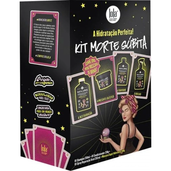 Kit Morte Subita c/ 4Itens, Shampoo, Condicionador, Sprays e Mascara, Lola Cosmetics