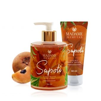 Kit Madame das Frutas Sabonete Liquido Sapoti & Creme de Mãos Sapoti