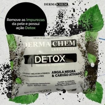 Lenço Demaquilante Detox Argila Negra & Carvao Ativado - DERMACHEM