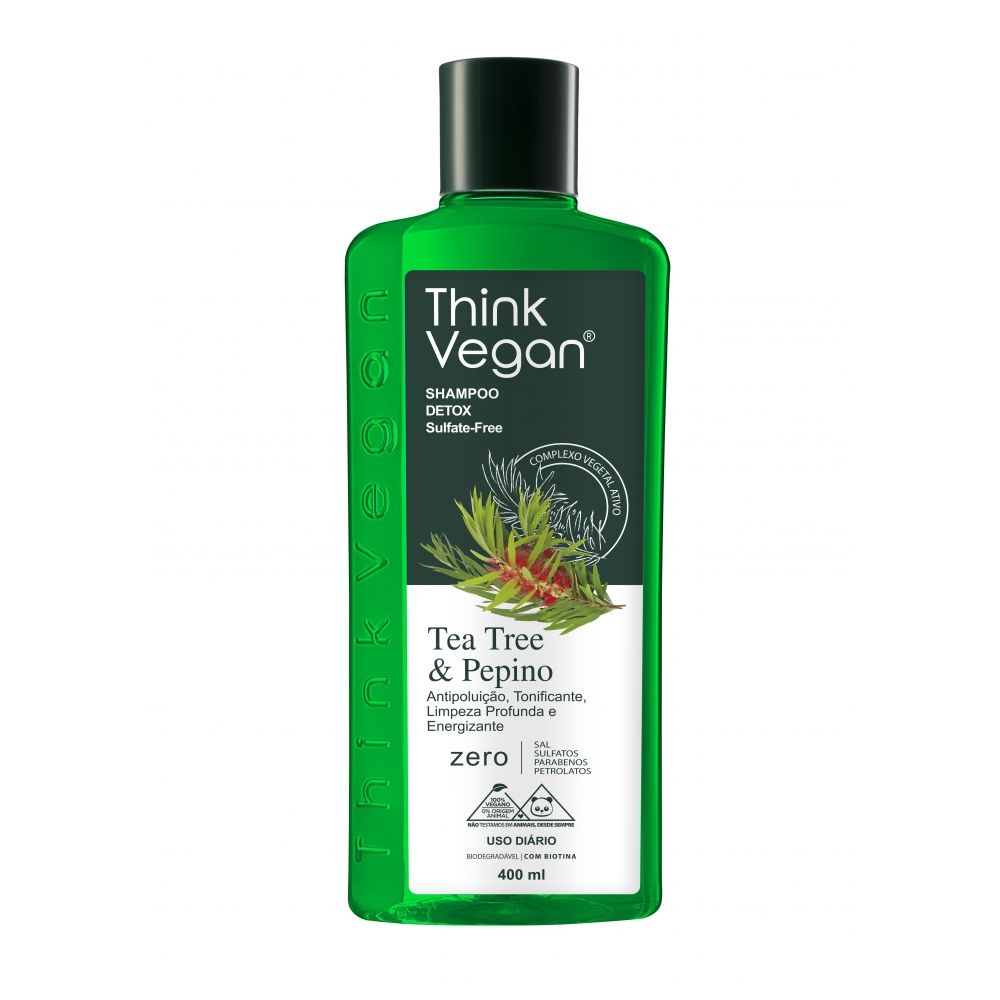Shampoo Detox Tea Tree & Pepino Vegano 400ml - Think Vegan