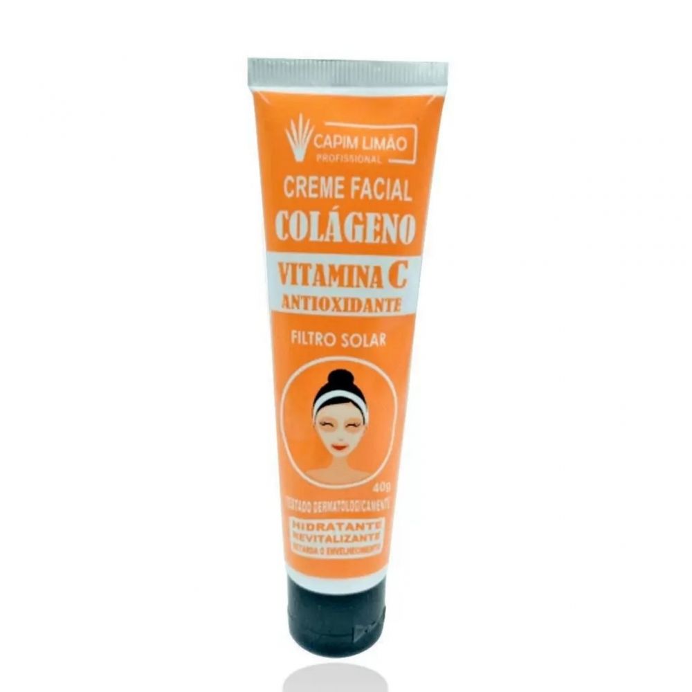 Creme Facial , Antioxidante com Vitamina C, Com Filtro Solar, 40G. - Capim Limão