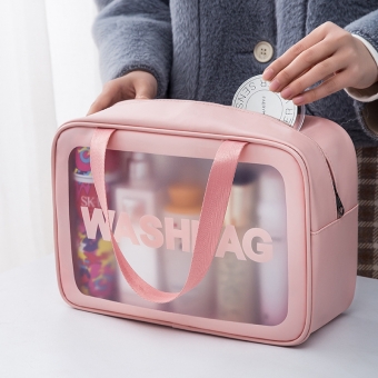 Necessaire Feminina para Maquiagens, Transparente, a prova D’agua, Wash Bag, Tamanho G