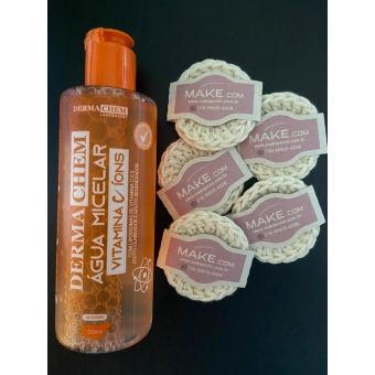 Kit Spa Make Agua Micelar Vit. C e Ac. Hialurônonico + Ecopads