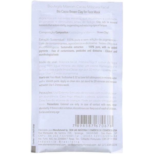 Bio Argila Marrom Cacau, 30g - ELEMENTO MINERAL