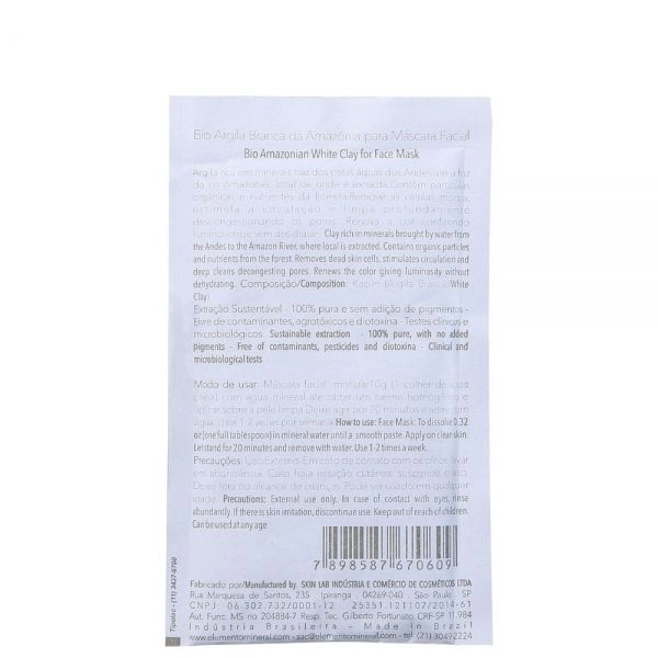 Bio Argila Branca da Amazônia, 30g - ELEMENTO MINERAL