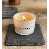 KIT ZEN VELA LINHA DESEJOS, FRESH TEA,PAZ E INCENSOS AROMA CEDRO & INCENSARIO BRANCO - BRIGHT SIDE