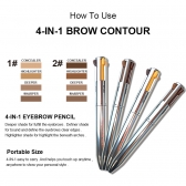 Caneta Para Maquiagem 4 x 1 (Eye Liner, Brow Liner, Lip Liner, Brow Liner), A Prova Dágua
