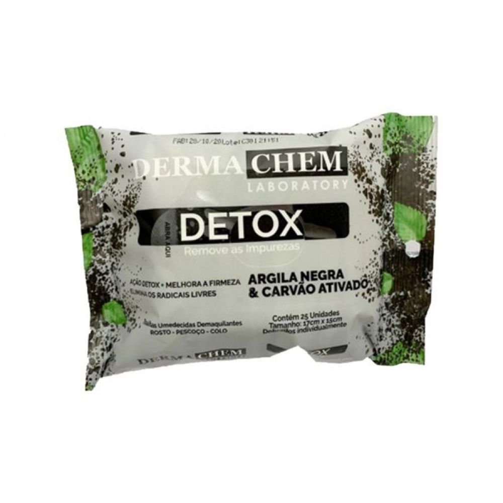 Lenço Demaquilante Detox Argila Negra & Carvao Ativado - DERMACHEM