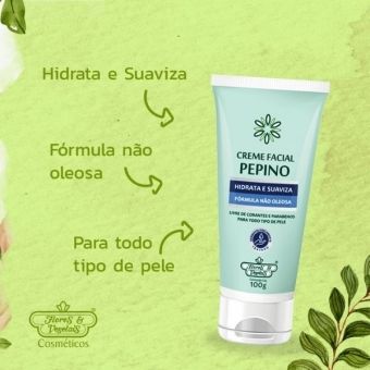 Creme Facial Pepino, 100Gr. - FLORES & VEGETAIS