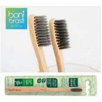 Escova Dental Bambu, Cerdas de Carvão, Vegano - BONI